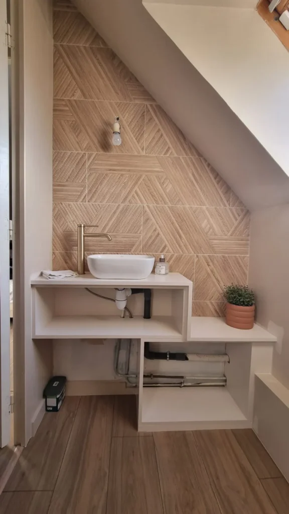 projet client toilettes pendant travaux Projet client - Transformation d'un petit espace du quotidien