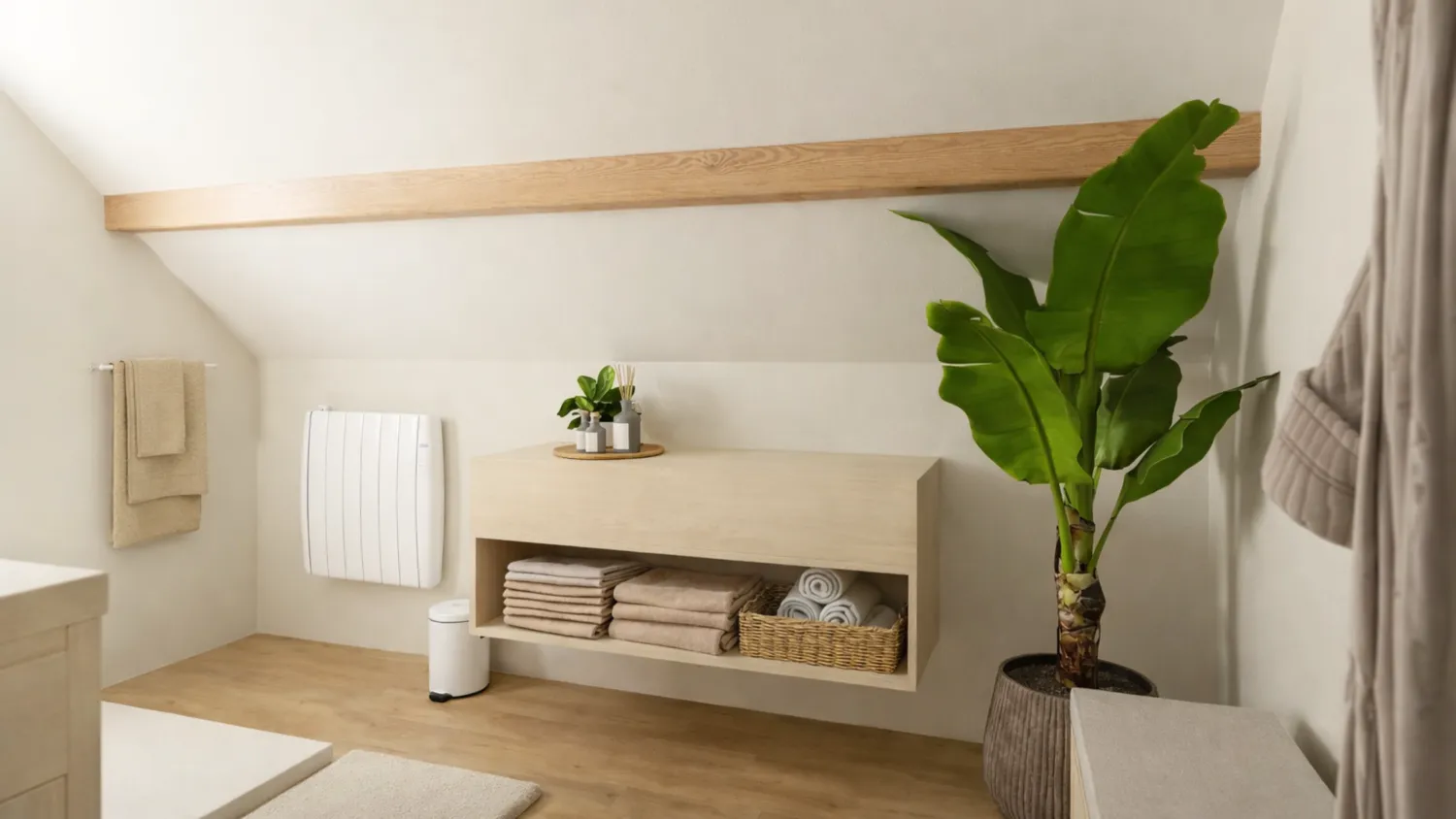 avant apres 3d salle de bain moderne epuree et lumineuse Projet client - Transformation d'une salle de bain