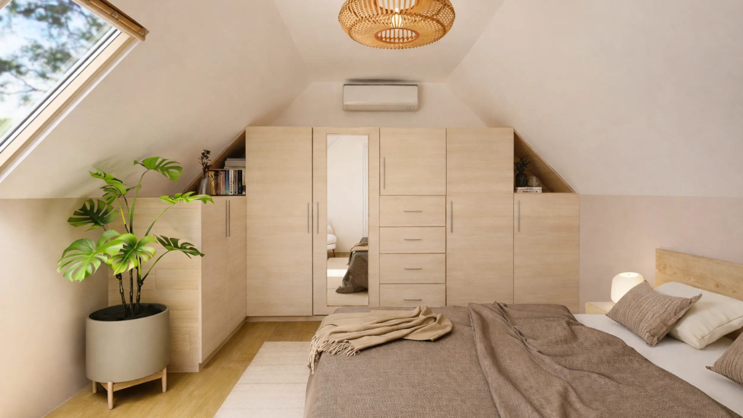 dressing sous pente projet 3d Projet client - Un dressing sur-mesure sous pente