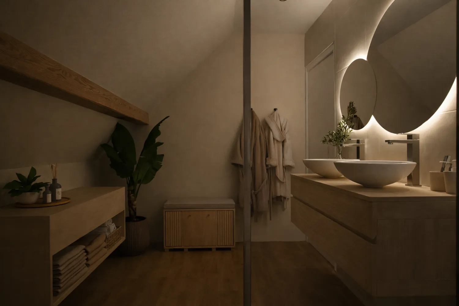 visuel 3d salle de bain ambiance lumineuse nuit 2 Projet client - Transformation d'une salle de bain