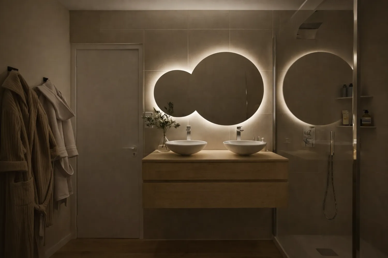 visuel 3d salle de bain miroir lumineux nuit Projet client - Transformation d'une salle de bain