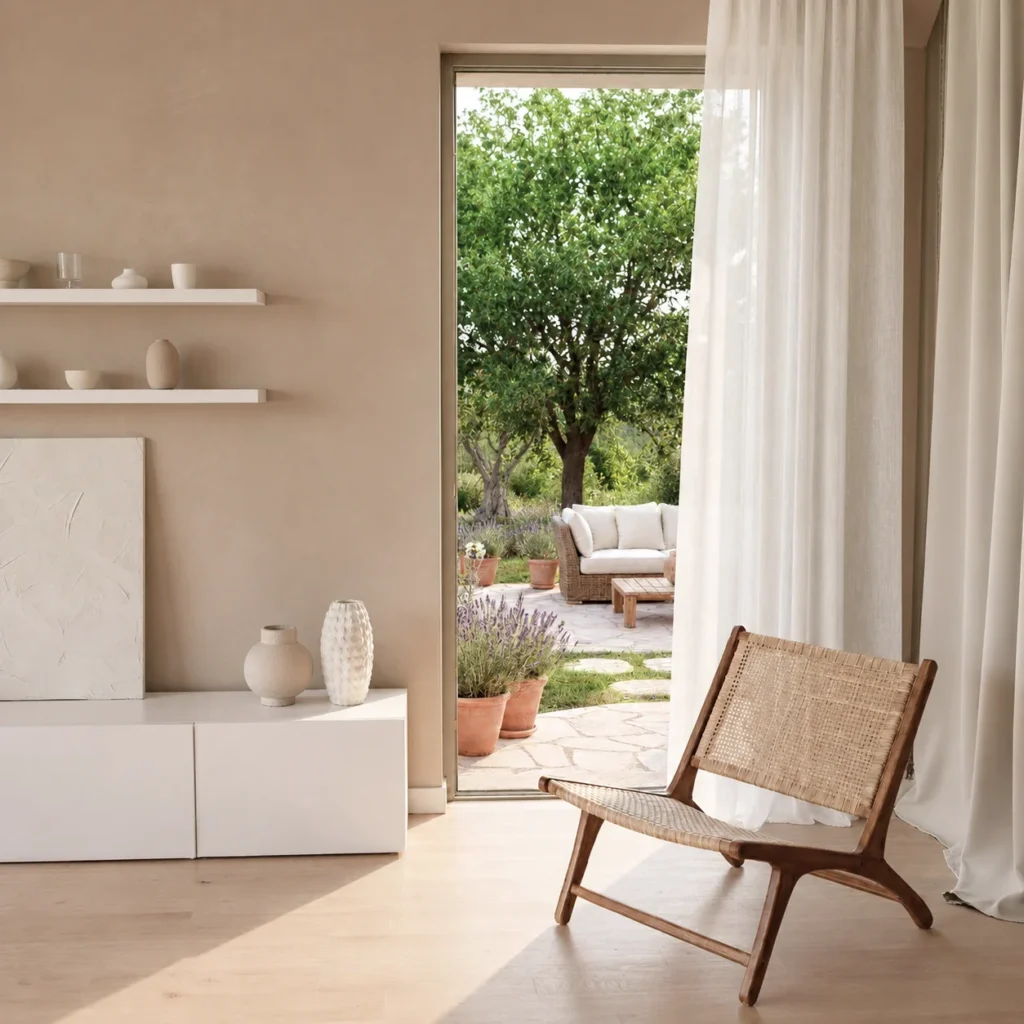 amenagement et decoration terrasse exterieur avec chaise en bois rotin Aménagement d'une terrasse avec cuisine d'été