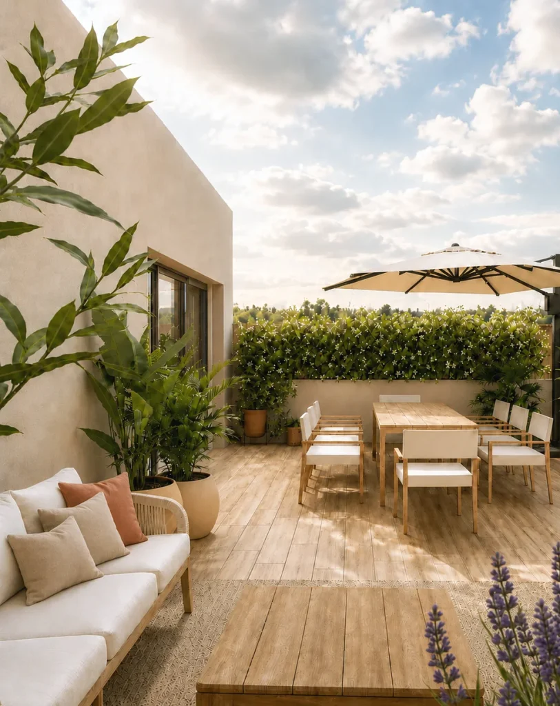 amenagement terrasse salon de jardin vegetation ambiance chaleureuse 1 Aménagement extérieur